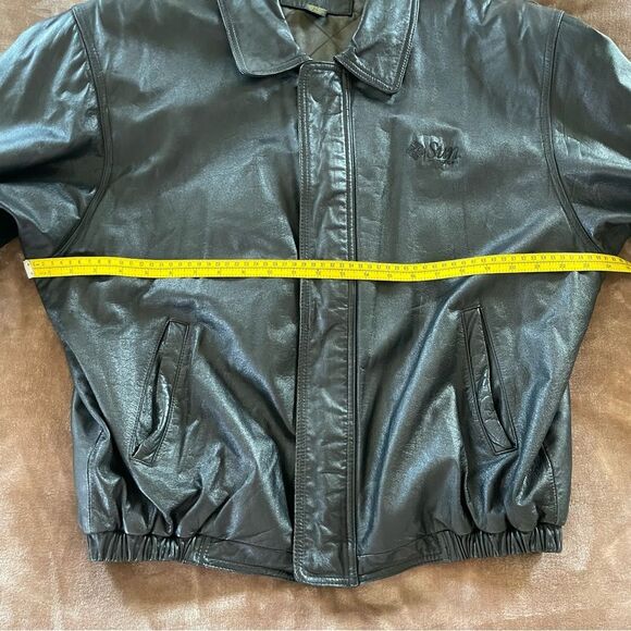 Port Authority Men’s Dark Brown Leather Bomber Jacket Size L with Java Logo - Picture 11 of 12